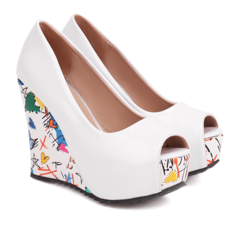 2025 new White Red Wedge for Women Pumps Platform High Heels Peep Toe Wedges Women's Party Dance Wedding Shoes Spring Casual e6ed Platm s 's