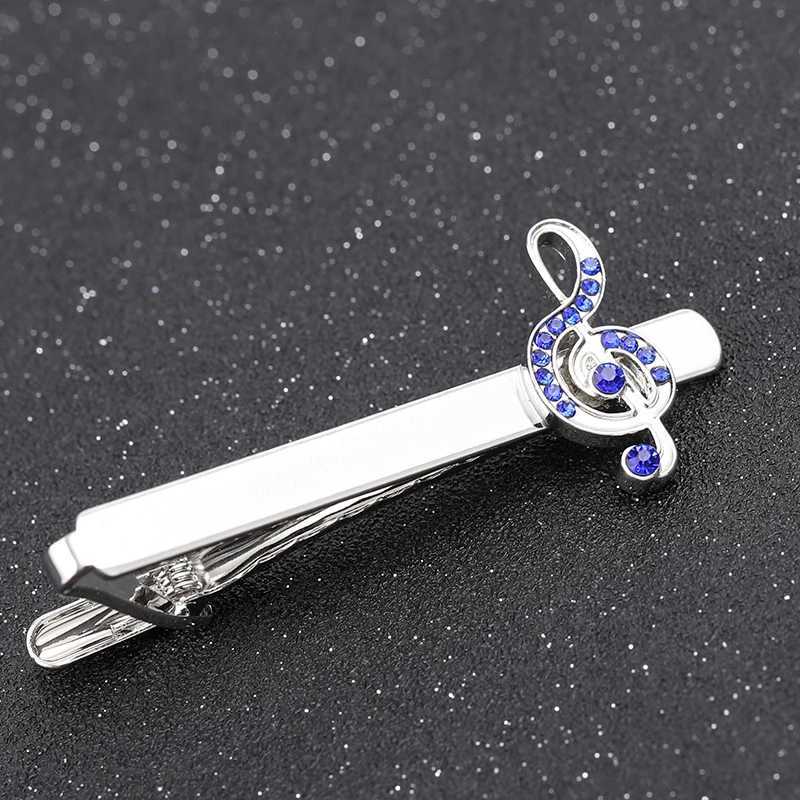 G major tie clip music note blue crystal copper Tie Clips cufflinks set Business Tie Clip High pitch music Necktie party ClipsX240914