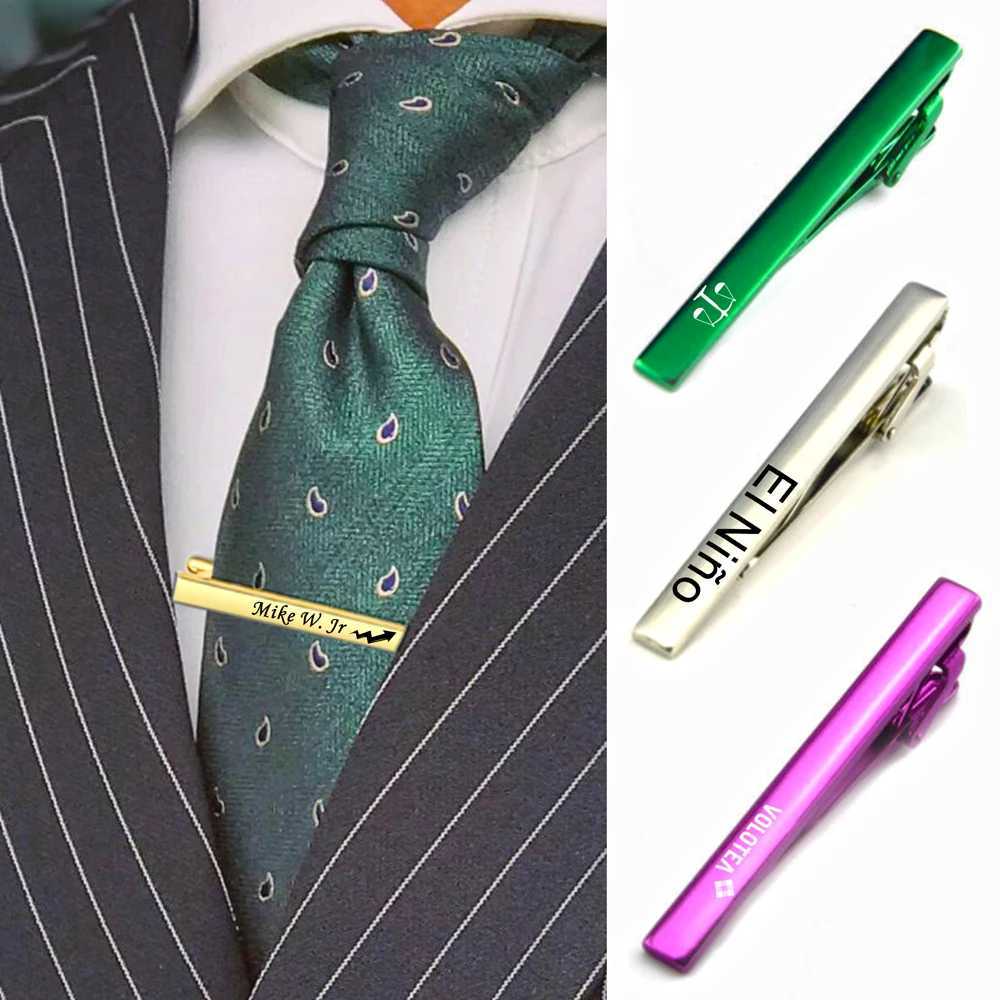 Dropshipping Personalized 6*0.6CM Customized DIY Laser Tie Clips Metal Fashion Clasp Practical Necktie Clasp Gifts For MenX240914