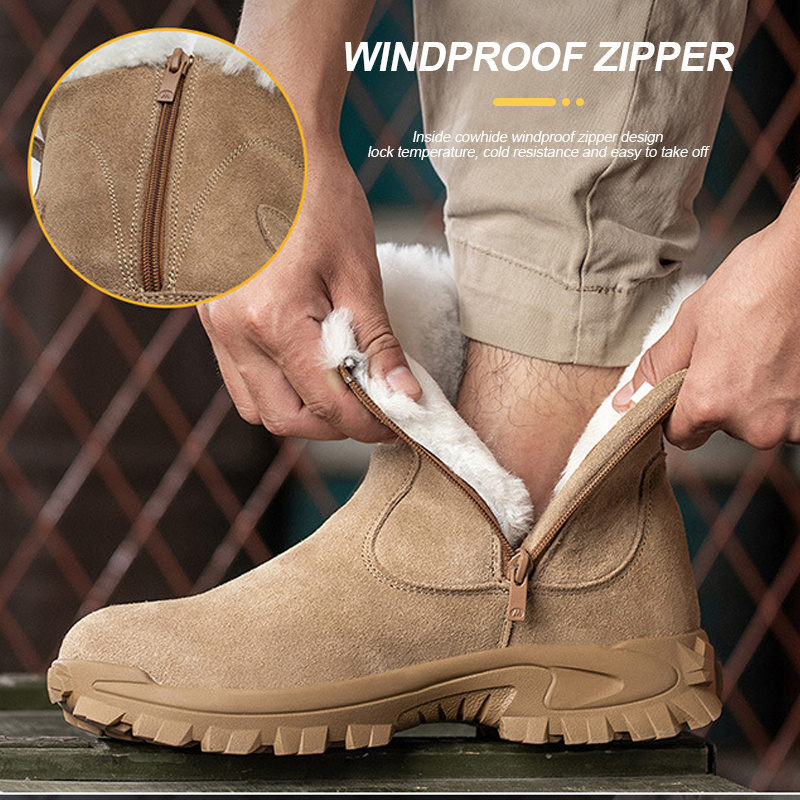 Warm Snow Winter Male Anti-Smash Steel Toe Safety Men Work Shoes Anti-Spark Welder Boots 939b