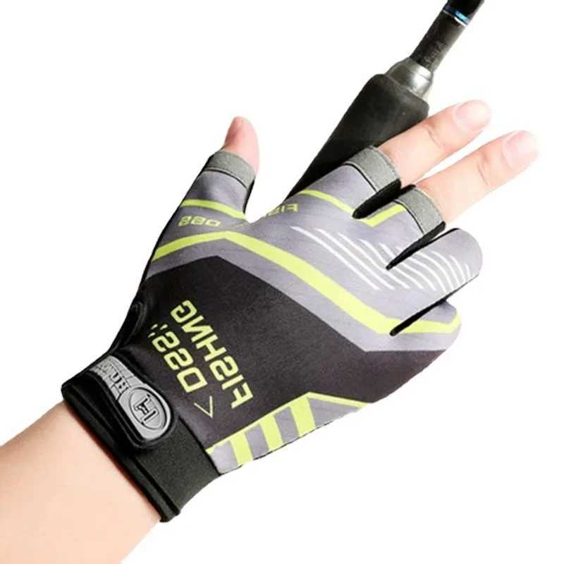 Fishing Cycling Gloves Men Summer Three Finger Cut Gloves for Fishing Sun Protection Male Anti-Slip Drive Breathable Thin Gloves Y240914