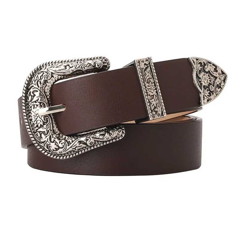 Retro Carve PU Pin Buckle Belt Women Fashion Black Silver Buckle Thin Belts Female Jeans Dress Waistband Brand Design 2022X240914
