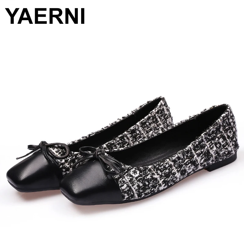 Plus Size 44 Ballerina Flats Round Toe Shoes Woman Tweed Comfortable Slip on Flat Shoes Ladies Maternity Shoes Zapatos