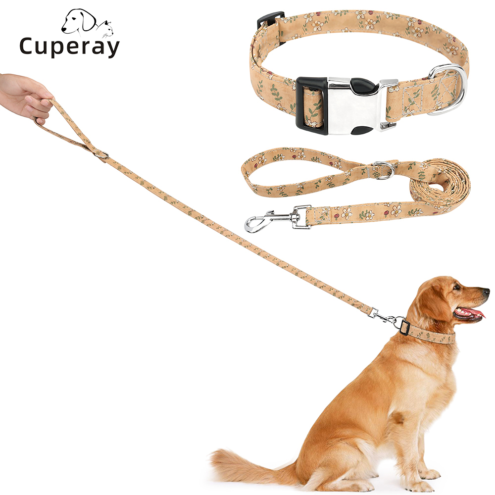 Adjustable Small Floral Pattern Pet Collar Dog Collar Leash Set Soft and Comfortable for Small Medium Large Dogs Cat Accessories