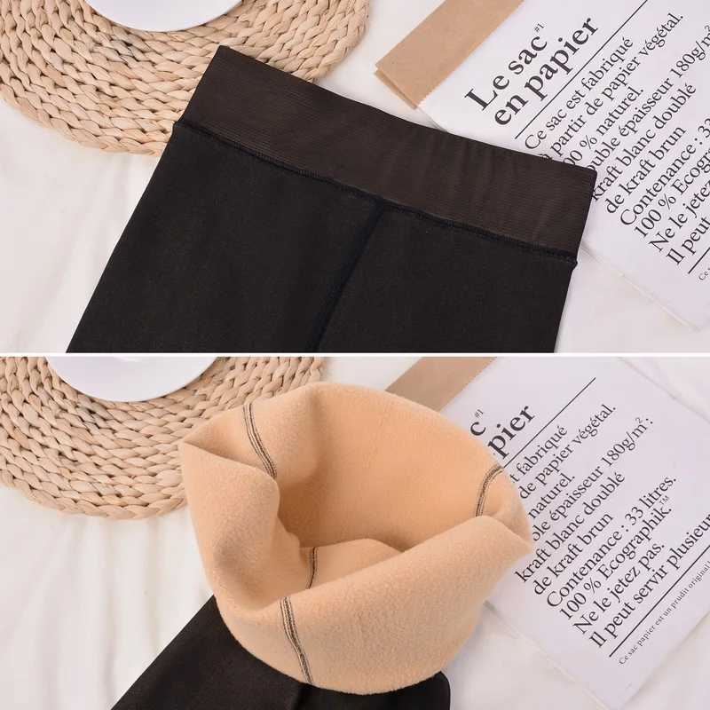 Women Winter Thermal Leggings Slim Translucent Plush Up Pantyhose Stockings Translucent Pants Sexy Elastic Thick PantyhoseX240914