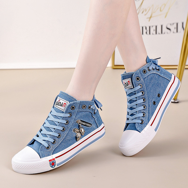 Spring Autumn Casual Sports Walking Skateboard Lace-up Fashion Femmes Women's classic Sneakers Denim Canvas Shoes Large Size 43