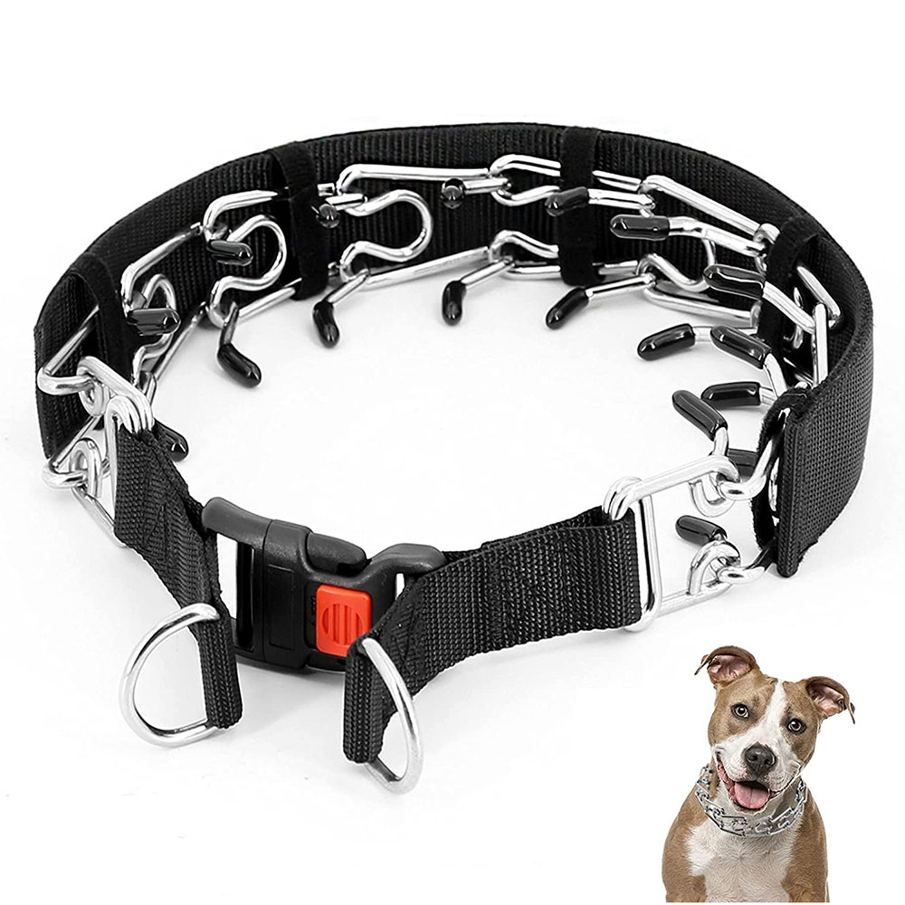 Dog Training Collar Prong Collar with Quick Release Buckle & Nylon Cover Pet Dog Spike Pinch Collar for Small Medium Large Dogs