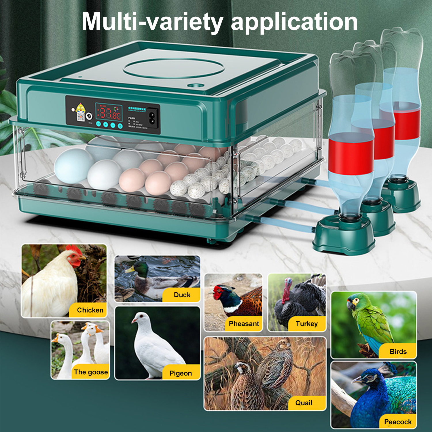 9/15/30/48 Eggs Incubator With Automatic Egg Turning Humidity Monitoring Temperature Control Automatic Intelligent Incubator