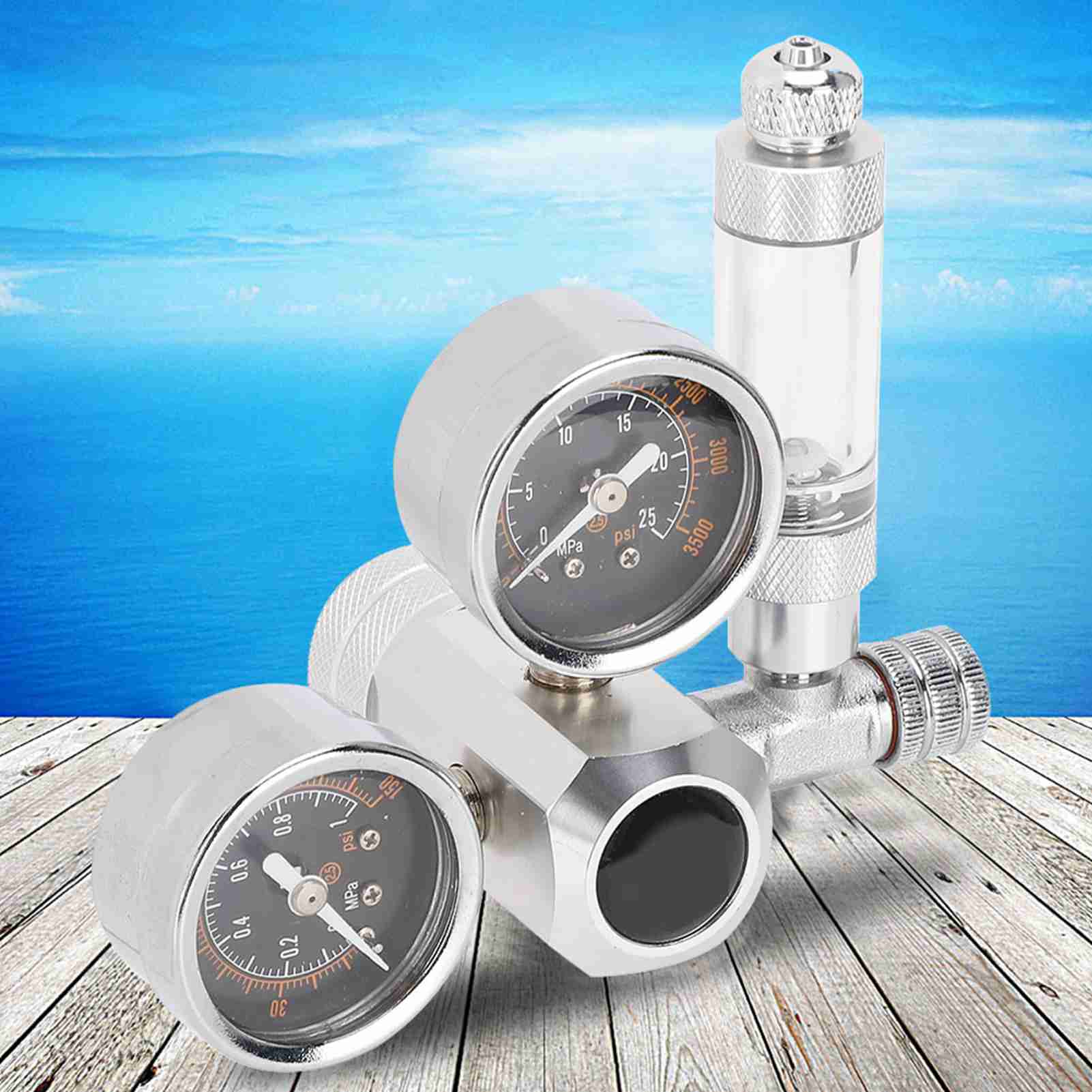 CO2 Regulator Aquarium Dual Gauge Display With Bubble Counter And Check Valve G5/8 W21.8