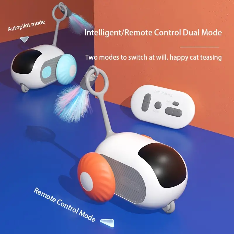 Funny Smart Gravity Remote Control Electric Interact Teaser Rotate Cat Toy with Feathers