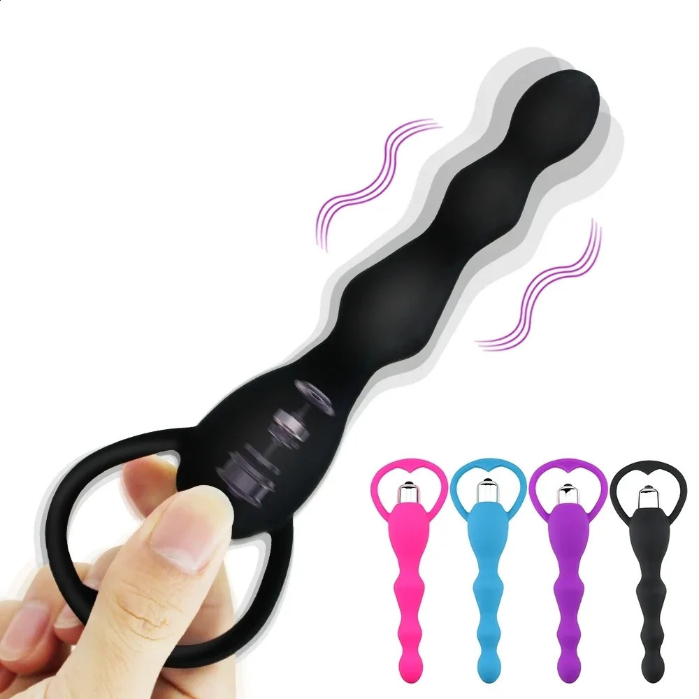 Vibration anal plug prostate massage soft bead buttock massager 240914