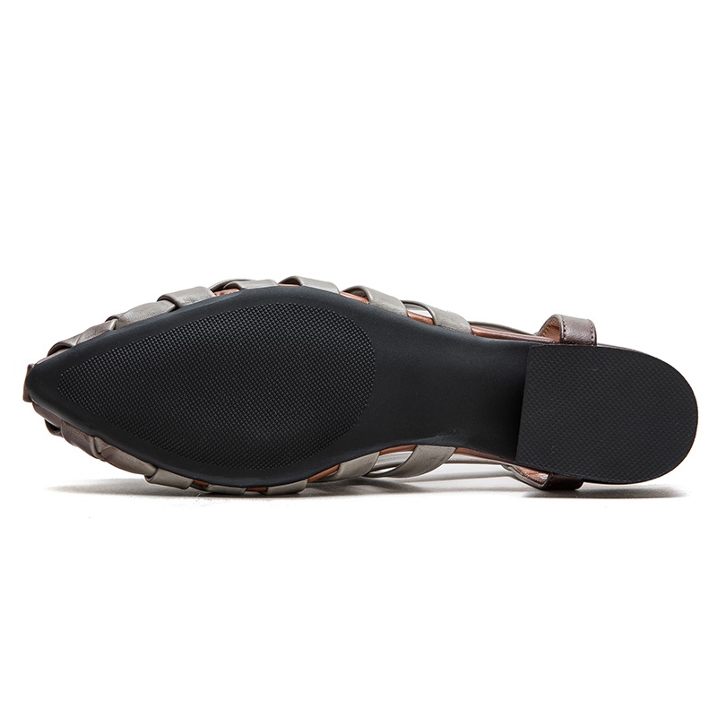 Genuine Leather Women Roman Sandals: Summer Pointed Toe Slip-On Flats 4