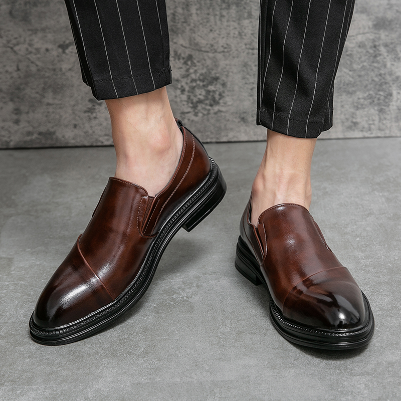 Pointed Fashion Toe business Dress Black Loafers New Leather Oxford Men Formal Mariage slip on Wedding party Shoes 1adb