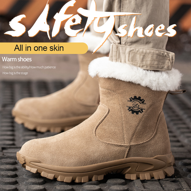 Warm Snow Winter Male Anti-Smash Steel Toe Safety Men Work Shoes Anti-Spark Welder Boots 939b
