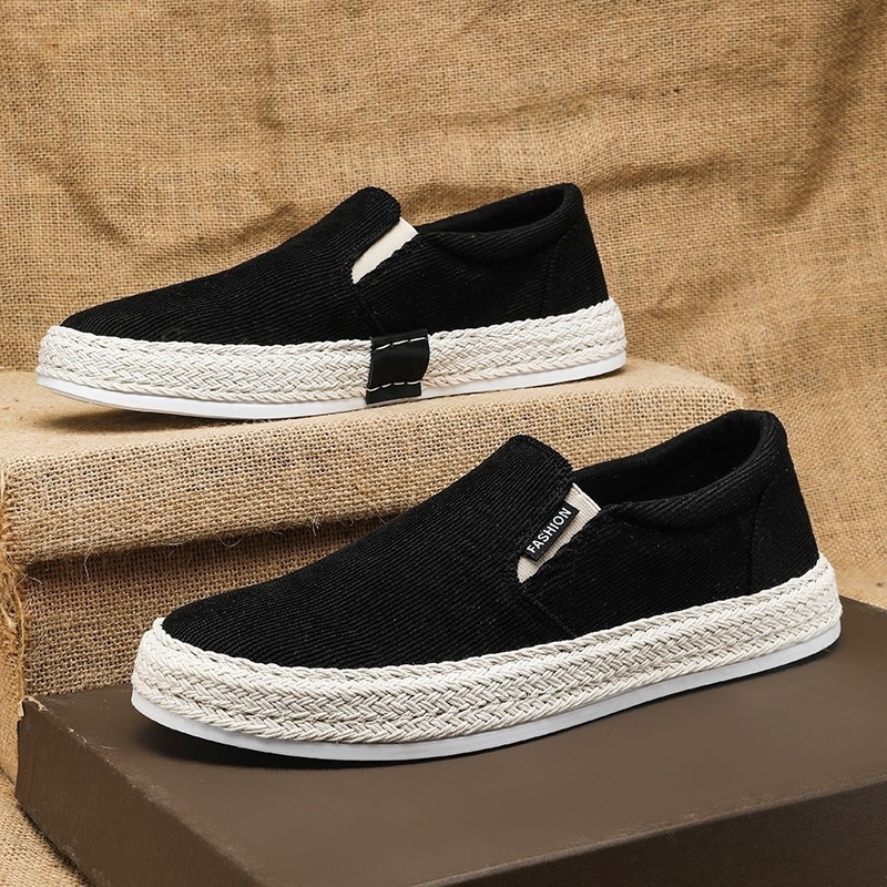 Mens sports shoes canvas flat bottom fisherman linen fabric sports shoes mens summer casual shoes 2024 mens walking shoes 240914