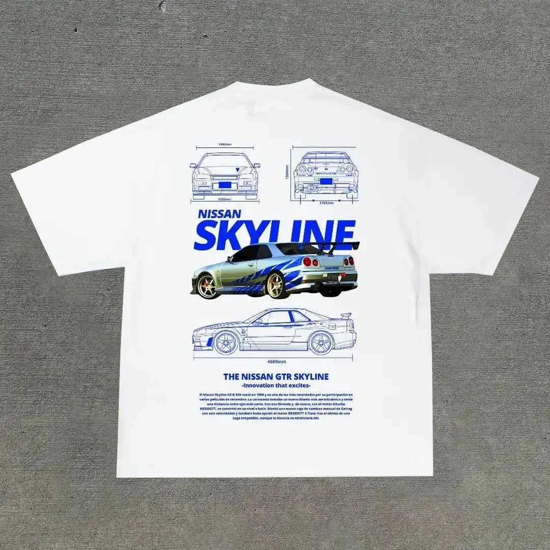 Cotton car logo printing design O-neck short sleeved T-shirt 2024 summer new fashion aesthetic popular y2k top CL240913