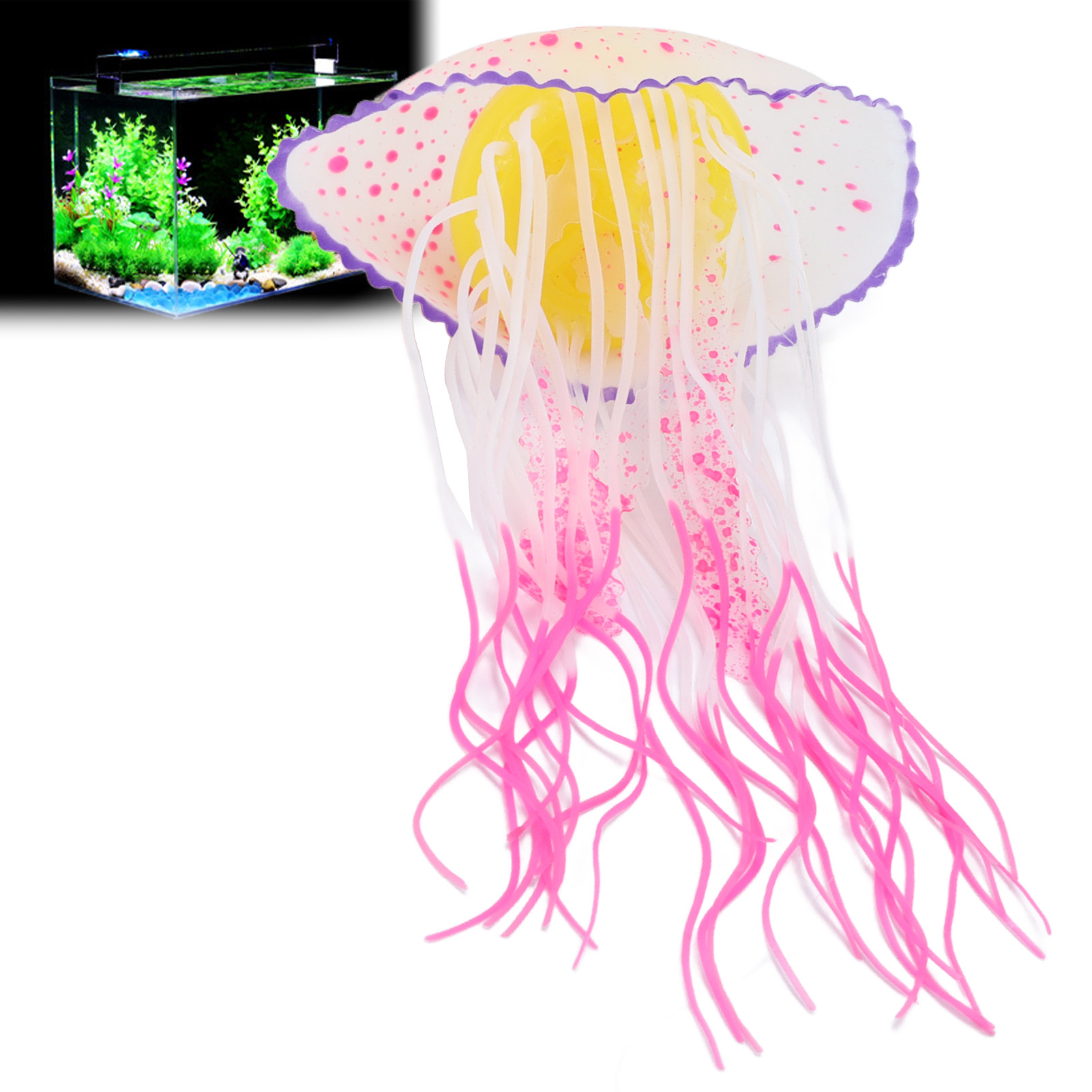 Floating Jellyfish for Aquarium and Fish Tank, Artificial Fluorescent Jellyfish Decorations