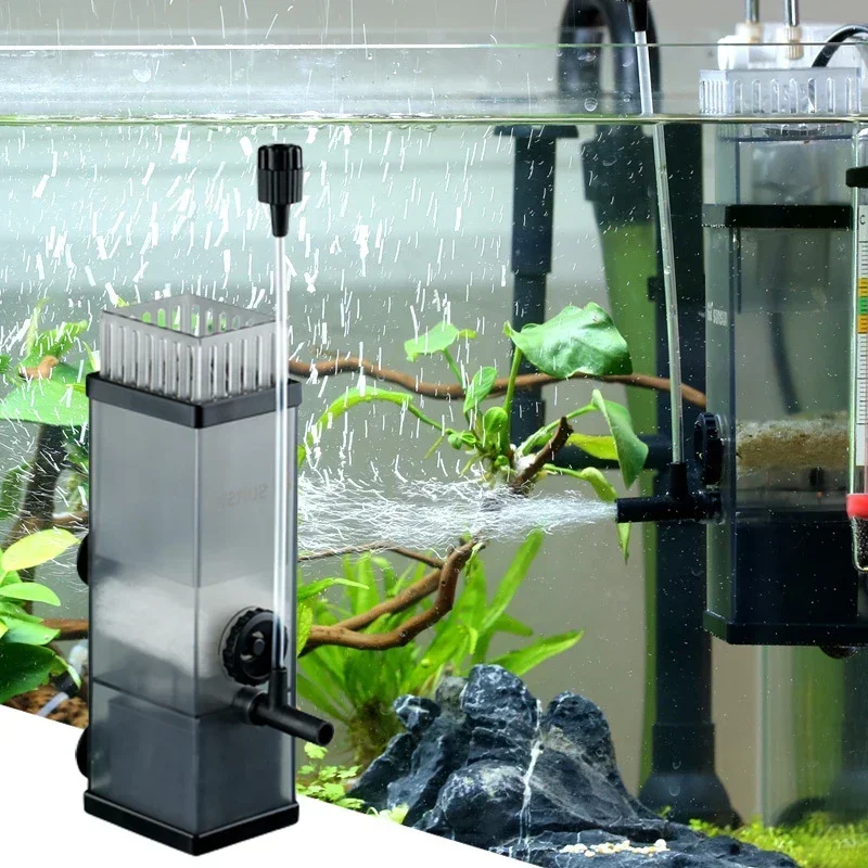 Oil Film Remover Fish Tank Aquarium Filter Surface Skimmer Water Air Oxygen Adjustable Water Pump Oxygenation Pump Filter Sponge