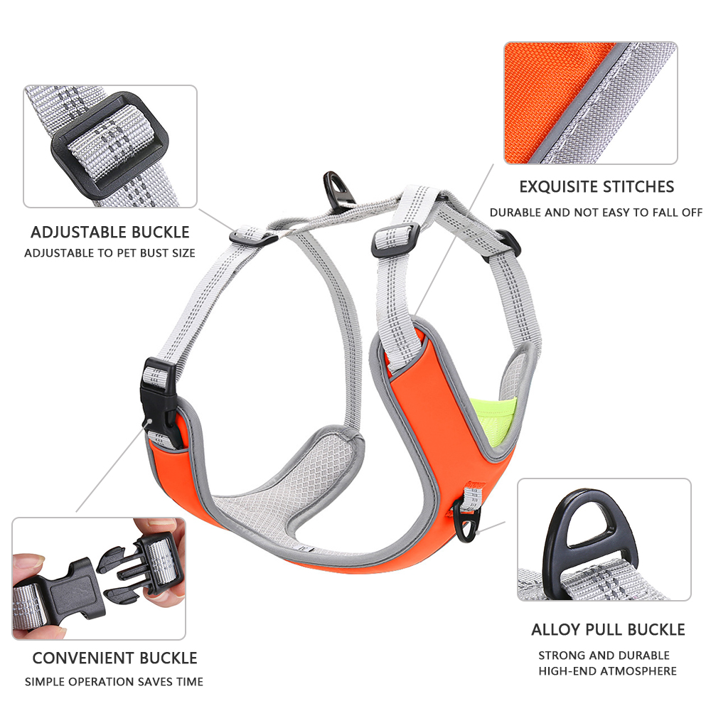 Reflective Dog Harness and Leash Set, Vest Style Adjustable Blast Proof Design Dogs Harness for Medium and Large Dogs Outdoors