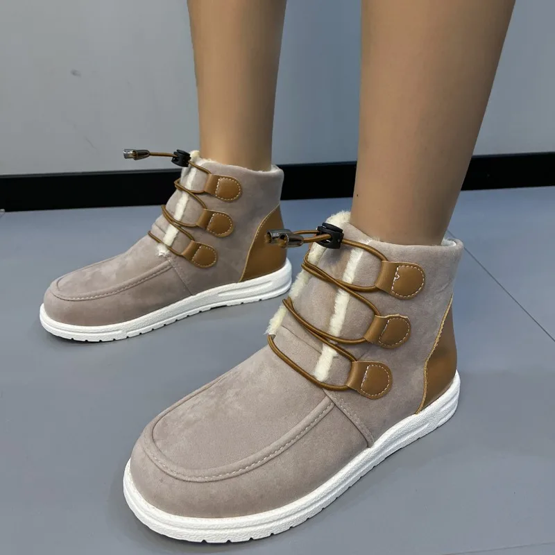 2024 Autumn Winter Comfortable and Elegant Women's Boots Round Toe Flat Ankle Boot Platform Casual Lace Up Fashion Ladies Shoes