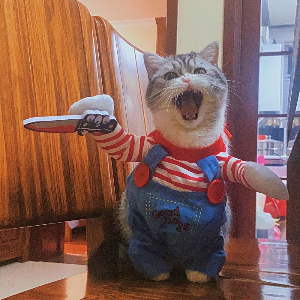 Funny Cat Clothes Halloween Cosplay Costume Adjustable Outfits for Small Big Dogs French Bulldog Chihuahua Party Dress Up Coat - view 5