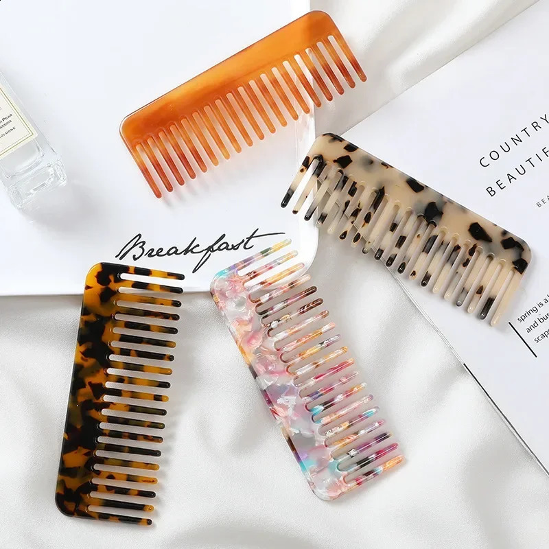 Wide Teeth Acetate Hair Combs Antistatic Massage Brush Hairdressing Colorful Hairdress Salon Styling Traveling Accessories 240911