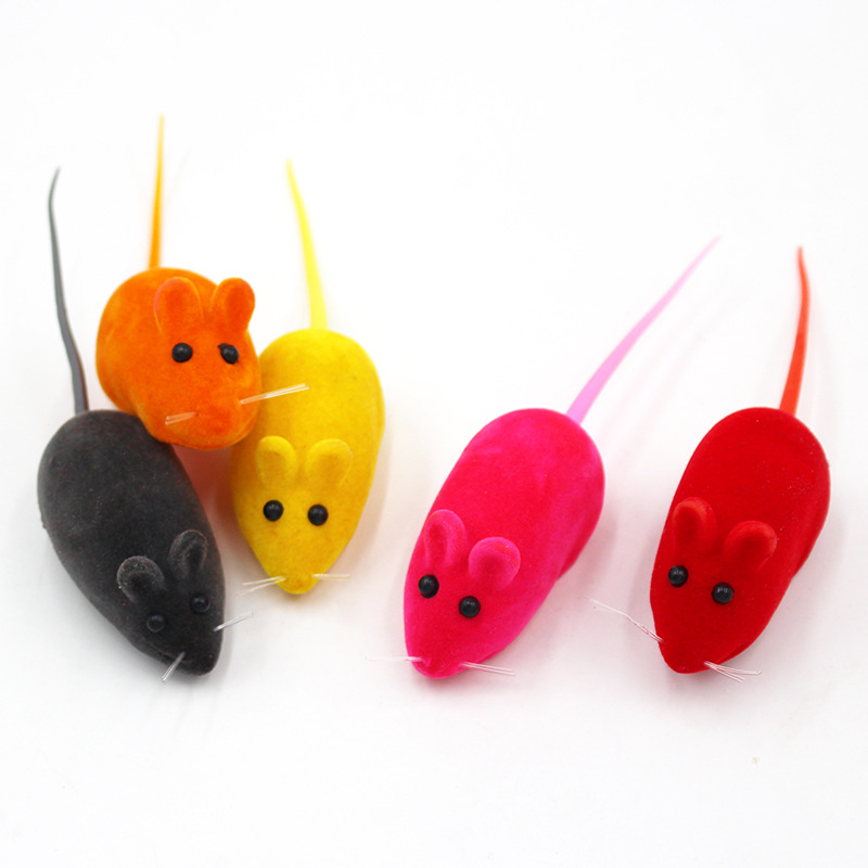 New Flocking Mouse Funny Cat Toys Sound Plush Rubber Vinyl Mouse Pet Realistic Sound Toys Cat Accessories Supplies Random Color