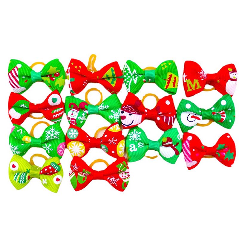 Pet Christmas Elements Headdress Leather Band Dog Hair Accessories Holiday Decoration Bows For Small Dogs Pet Grooming Supplies