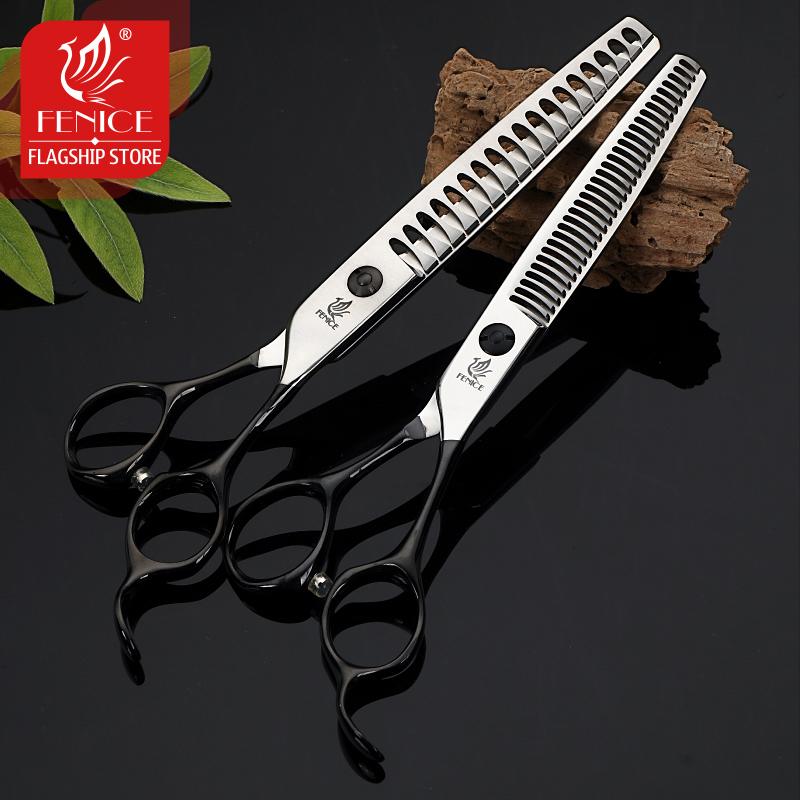 Fenice Professional 6.5/6.75/7/7.5 inch Pet Scissors Set Kits Straight&Thinning&Curved Dog Grooming Shears Kits Gooming Tool Set