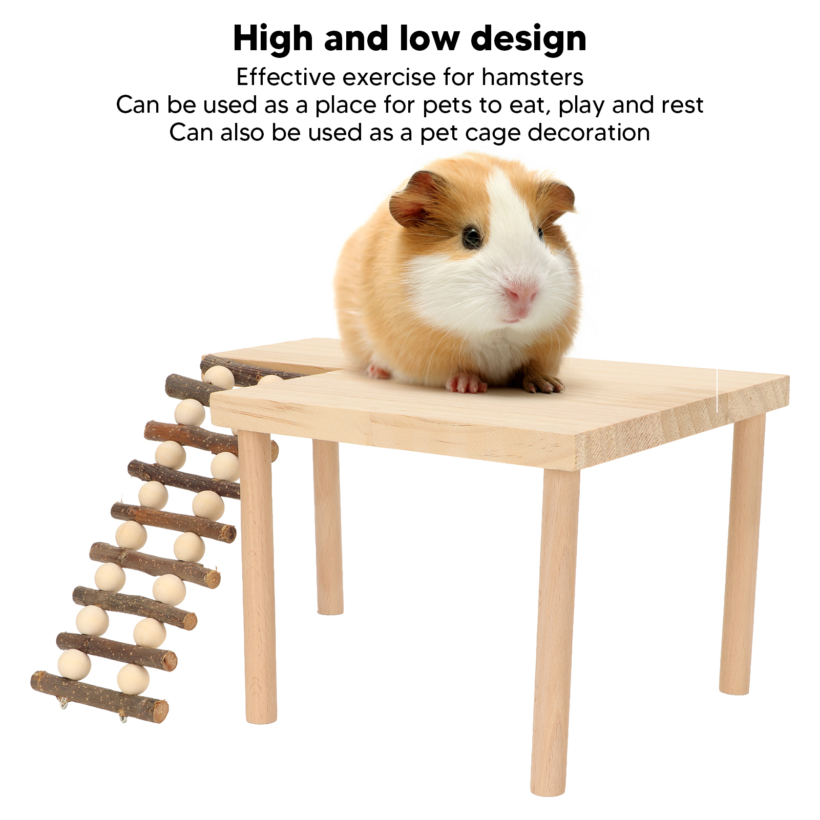 Hamster Climbing Platform 2 Layer Landscaping Natural Wooden Hamster Playing Activity Platform With Ladder