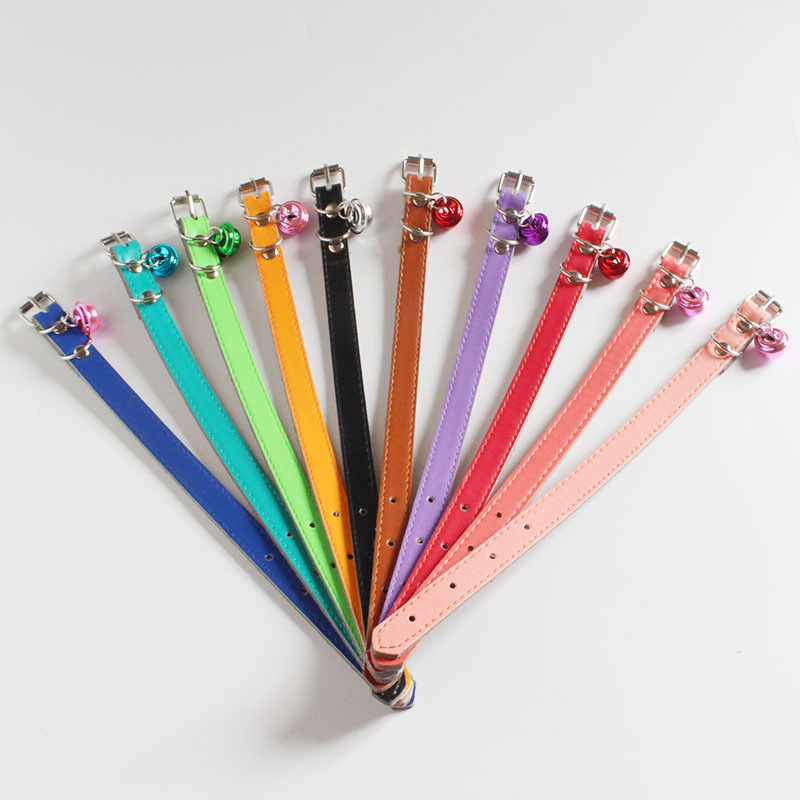Pet Leather Collar Anti-lost Bell Pendant Cat Collar Metal Buckle Adjustable Dog Collar for Cats,Small & Medium Dogs Pet Product