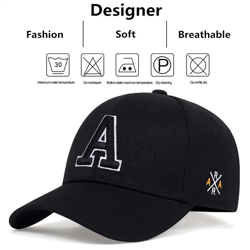 Unisex Simple Letter A Embroidery Baseball Caps Spring and Autumn Outdoor Adjustable Casual Hat Sunscreen 240906