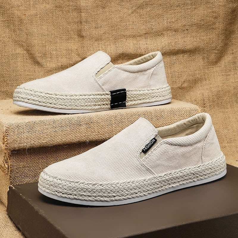 Mens sports shoes canvas flat bottom fisherman linen fabric sports shoes mens summer casual shoes 2024 mens walking shoes 240914