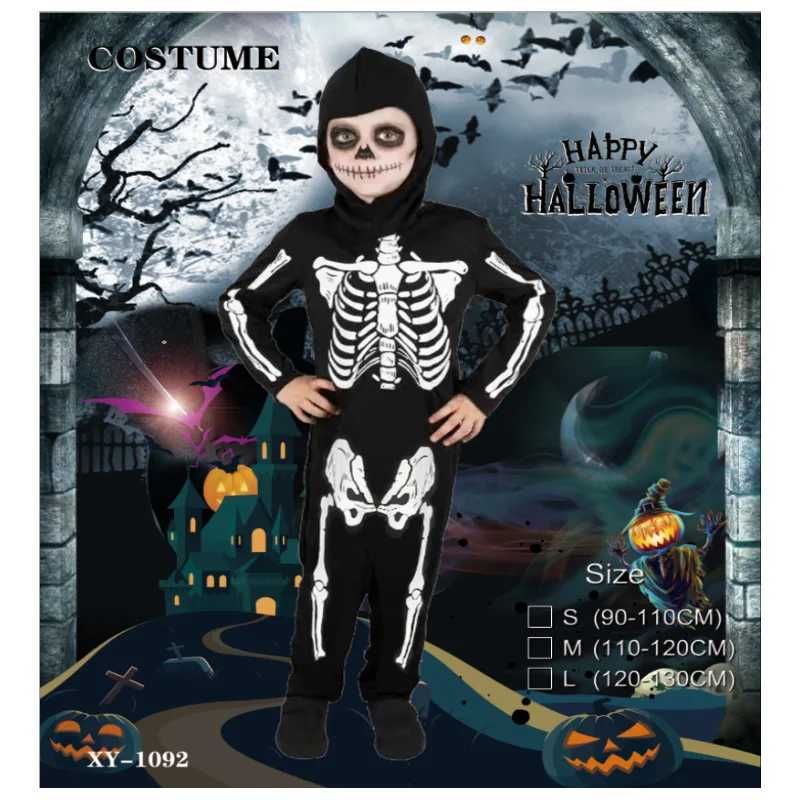 Halloween Rainbow Skeleton Girl Dress Colorful Skeleton Boy Costume Preschool Trendy Punk Bone Role Playing Costume Carnival Fancy Costume W240914