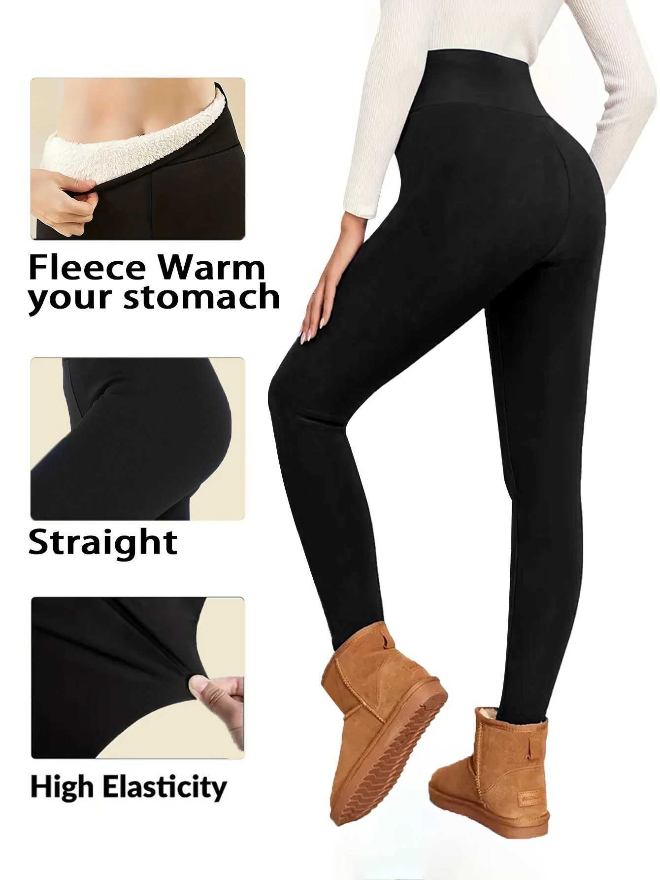 1 piece of autumn and winter warm pants with thickened fleece inside and high waisted tight leggings for womens outdoor sportsX240914