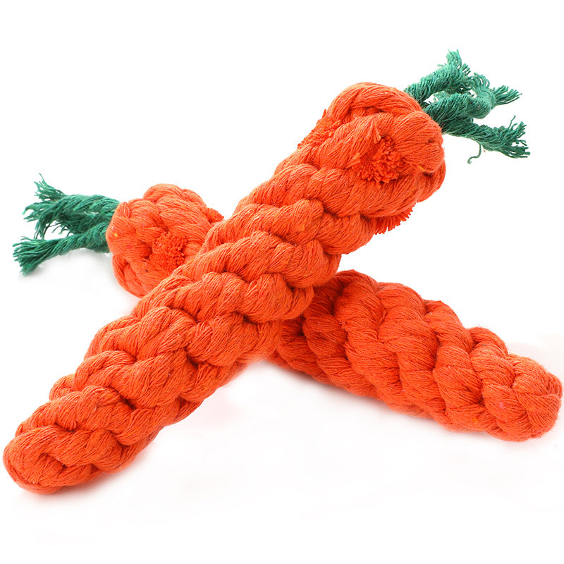 Pet Dog Toys Hand Wovencarrot Shape Cotton Rope Toy Puppy Molar Cleaning Teeth Bite Resistant Chew Toys Pet Accessories Supplies