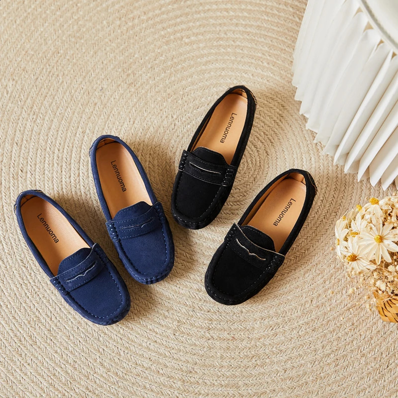 Lennuoma Kids Penny Loafers Flats Shoes Suede Leather Spring Autumn Party Solid Slip On Children Toddle Little Boy Moccasins 240913