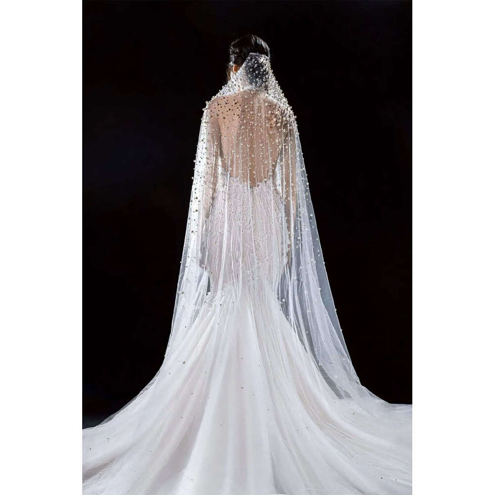 Mermaid Halter Illusion Wedding Dress with Pearls and Beading
