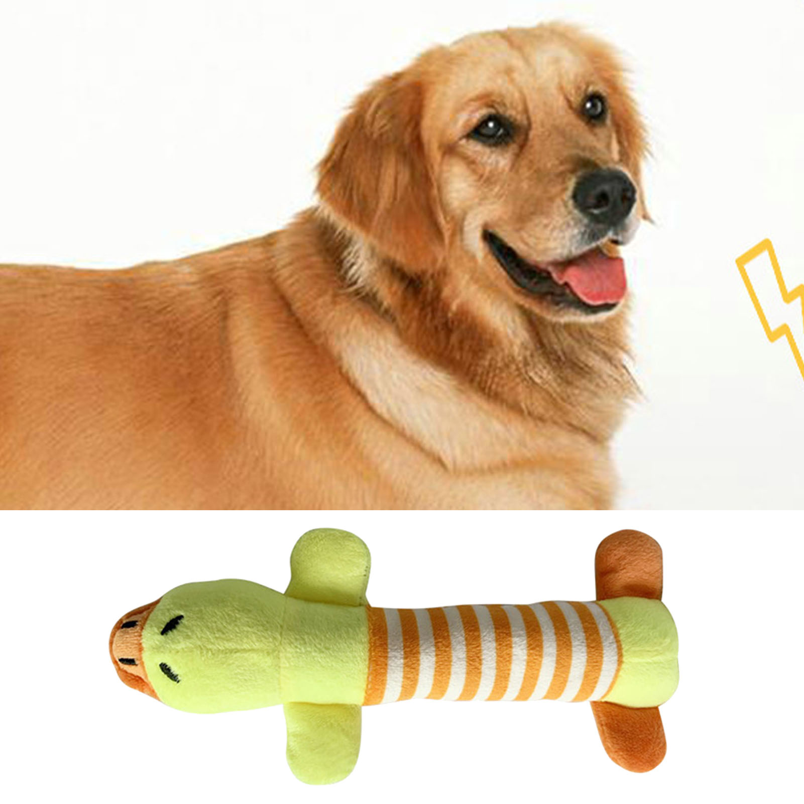 Dog Plush Toy Cute Striped Animal With 4 Legs Squeaky Dog Chew Toy For Pet Dog Cat Teeth Grinding Cleaning
