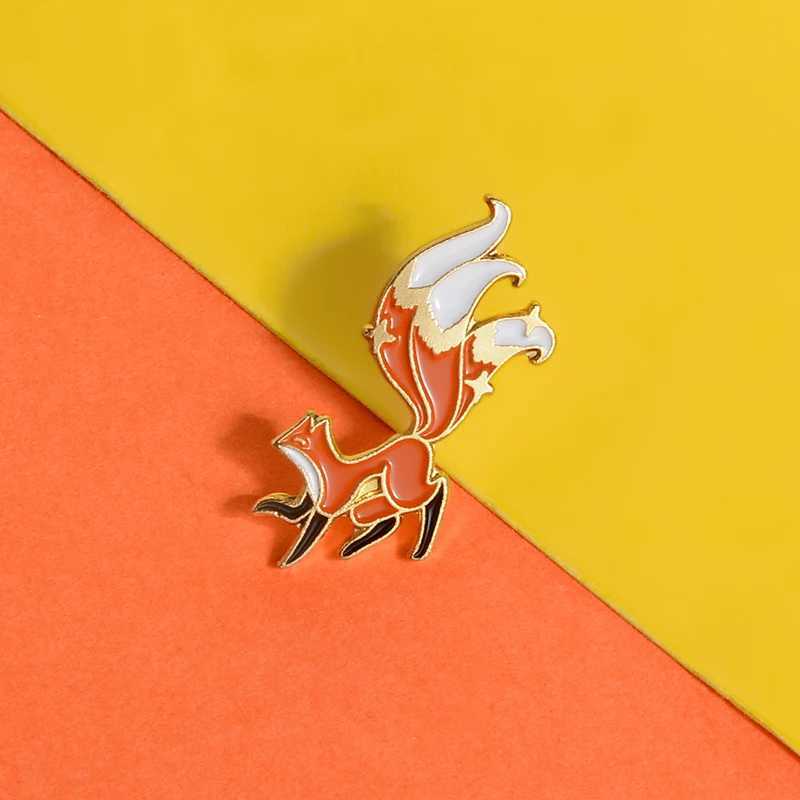 Figures Metal Pins Three-tailed Red Fox Hard Enamel Pins Brooches Badges Lapel Clothes Pins Jewelry Fovely Gifts Free ShippingX240914