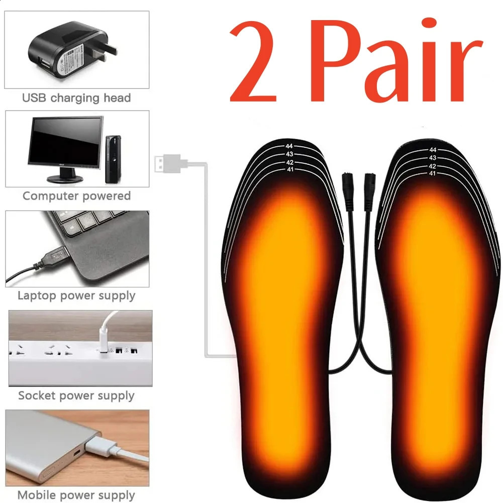 21 Pair USB Heated Shoe Insoles Electric Foot Warming Pad Feet Warmer Sock Pad Mat Winter Outdoor Sports Heating Insole Warm 240914
