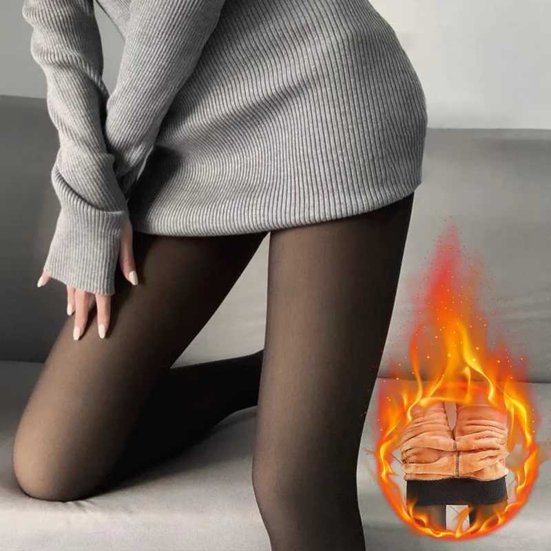 Thermal Stockings Woman Fleece Tights Sexy Winter Warm Pantyhose Translucent Slim Thicken Tights Elastic Velvet Pantyhose FemaleX240914