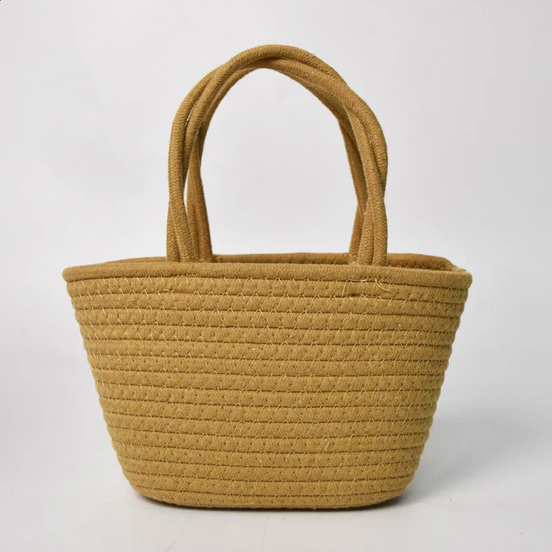 Simple sweet and fresh cotton rope is made from handmade gift handbags Hand woven summer dopamine rainbow womens bag 240913