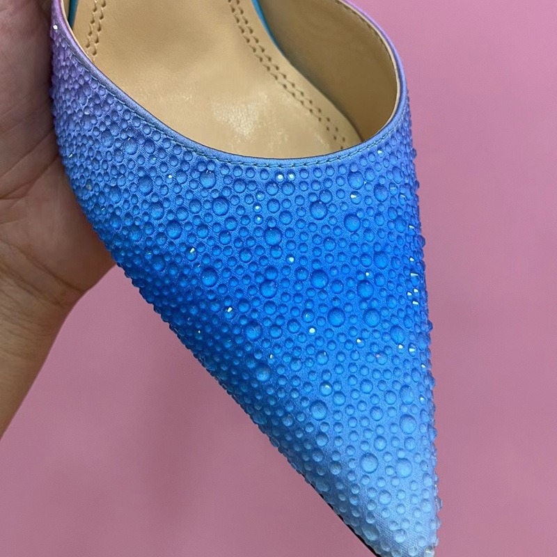 Rhinestone Wrapped Sandals Women 2024 Summer New Silk Fine Heel Pointy Strap High Heels