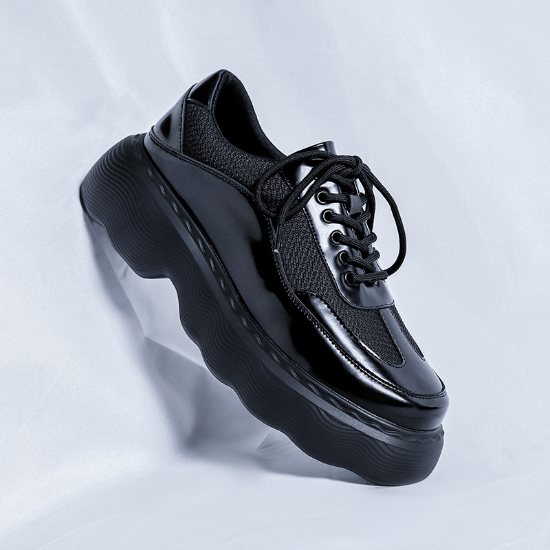 Increase Platform Mens Casual Patent Leather High-quality Leisure Toog Handmade Trend Fashion Dress Shoes 2b36