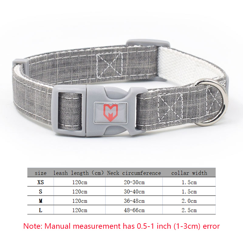 Pet Dog Collar Adjustable Bamboo Fiber Low Carbon Environmental Protection Material Dog Collar Soft and Breathable Cotton Linen