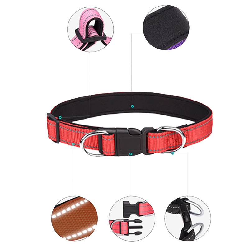 Reflective Pet Collar Double D Ring Nylon Adjustable Dog Collar To Prevent Bursts Suitable for Medium & Large Dogs Accessories