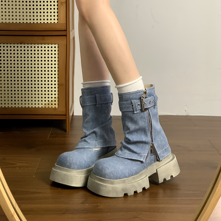 Boots Summer Women Boots-Women Designer Cowboy 2024 Autumn Fashion Lolita Ladies Rock Ankle Fabric Canvas Shoes Wo 0391 -