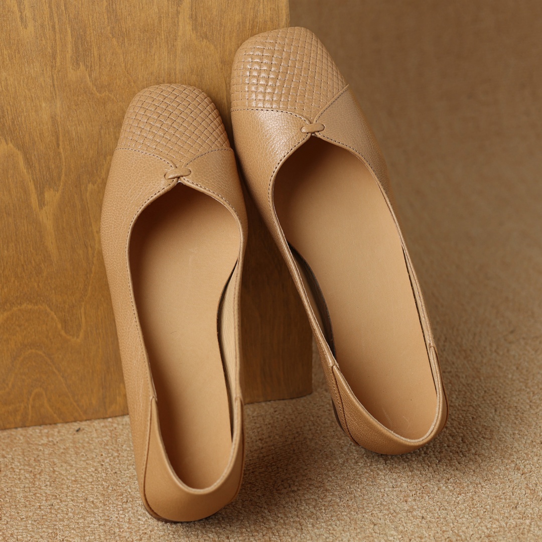 size Plus 34-41 women's genuine leather square toe slip-on flats elegant ladies high quality soft comfortable slim daily shoes 3906