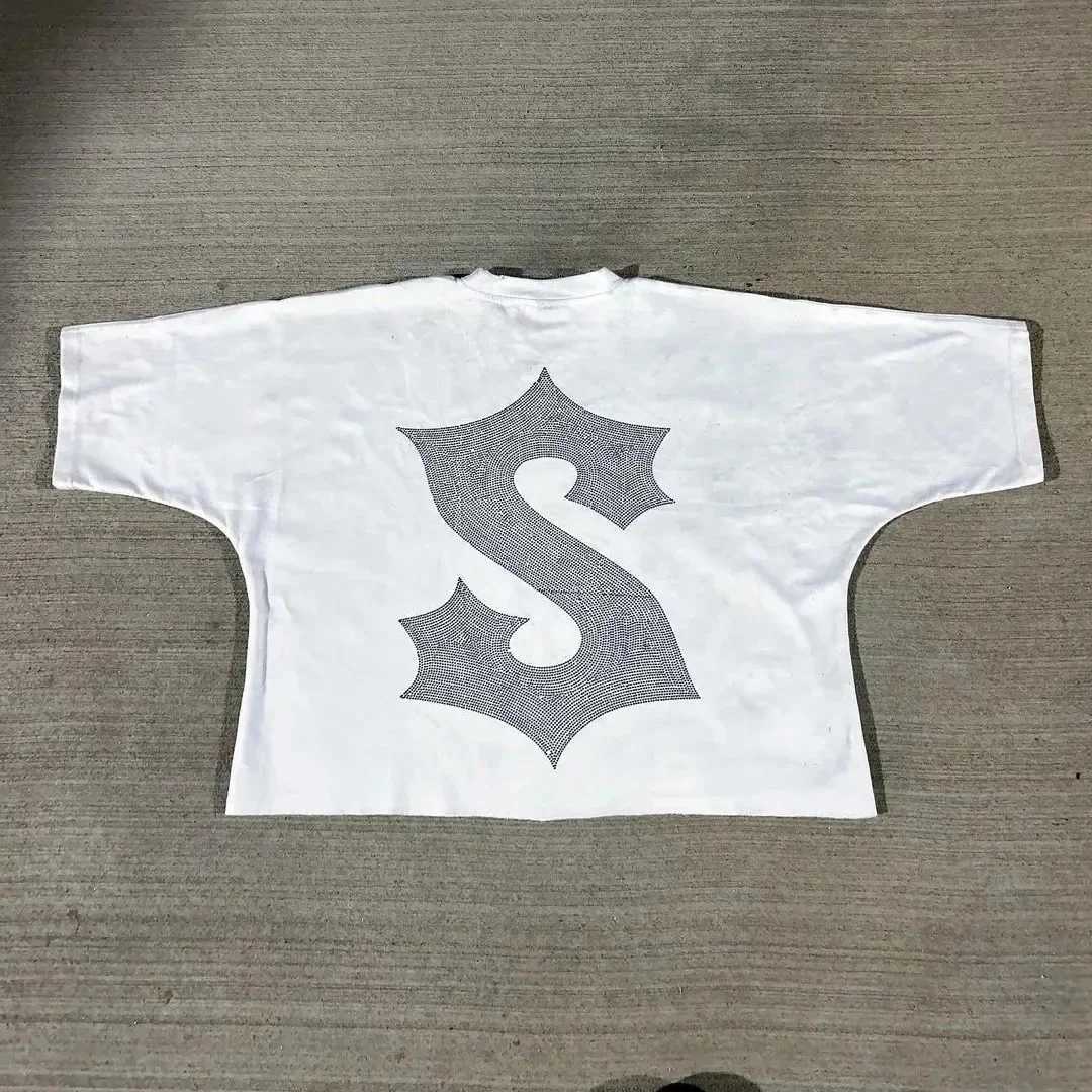 2024 summer new streetwear unisex retro cross pattern X T-shirt Gothic casual 100% pure cotton short sleeved top CL240913